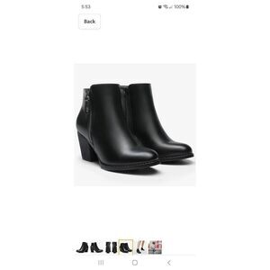 New 9 Anjoufemme Black Zip Chunky Ankle Boots Mid Heel Dress Boots Booties NWT